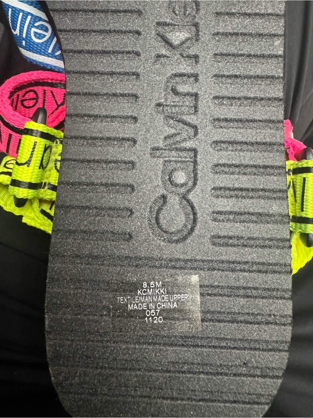 Calvin Klein Logo Strap Sandals Blue, Pink, Neon Yellow Size 8.5 - New - Picture 11 of 11